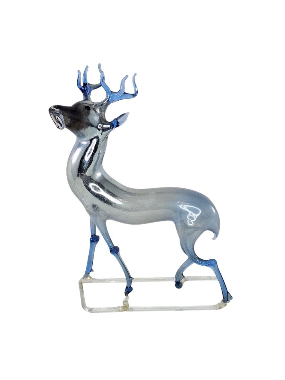 Rare Blue Reindeer Deer Lauscha Bimini German Christmas Ornament Mercury Glass